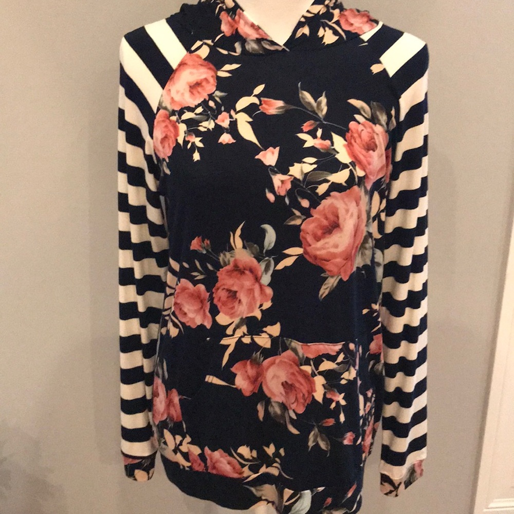 Floral and stripe sweatshirt